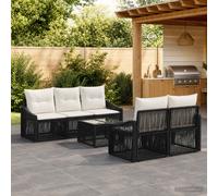 vidaXL Set Divano da Giardino 6 pz Nero polyrattan