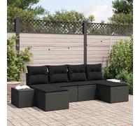 Set Divano da Giardino 6 pz Nero polyrattan