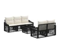 vidaXL Set Divano da Giardino 6 pz Nero polyrattan