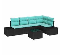vidaXL Set Divano da Giardino 6 pz Nero polyrattan