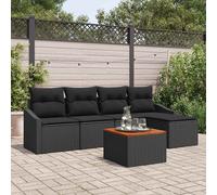 Set Divano da Giardino con archiviazione 6 pcs Nero polyrattan