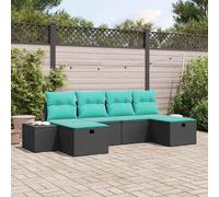 vidaXL Set Divano da Giardino 6 pz Nero polyrattan