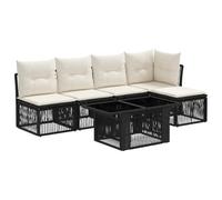 vidaXL Set Divano da Giardino 6 pz Nero polyrattan