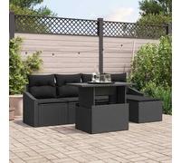 vidaXL Set Divano da Giardino 6 pz Nero polyrattan