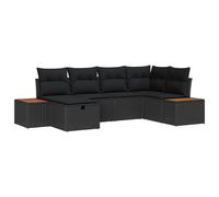 vidaXL Set Divano da Giardino 6 pz Nero polyrattan