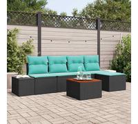 vidaXL Set Divano da Giardino 6 pz Nero polyrattan