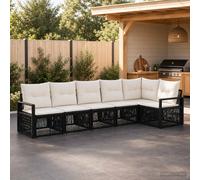 vidaXL Set di divani da giardino, 6 pezzi, nero, in rattan sintetico, divano modulare moderno, resistente alle intemperie, per giardino, sedute da patio, comodi cuscini, relax assicurato