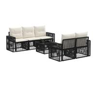 vidaXL Set Divano da Giardino 6 pz Nero polyrattan