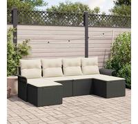 Set Divano da Giardino con archiviazione 6 pcs Nero polyrattan