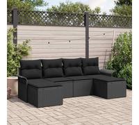 vidaXL Set Divano da Giardino 6 pz Nero polyrattan
