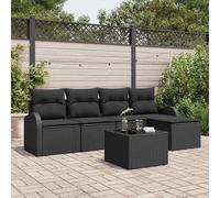 vidaXL Set Divano da Giardino 6 pz Nero polyrattan