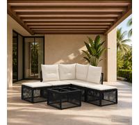 vidaXL Set di divani da giardino, 6 pezzi, colore nero polyrattan, divano da giardino, sedia a sdraio moderna, mobili da esterno resistenti alle intemperie, design modulare per patio