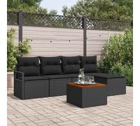 Set Divano da Giardino 6 pz Nero polyrattan