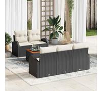 vidaXL Set Divano da Giardino 6 pz Nero polyrattan