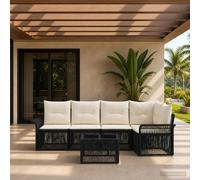 vidaXL Set Divano da Giardino 6 pz Nero polyrattan