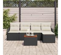 Set Divano da Giardino 6 pz Nero polyrattan