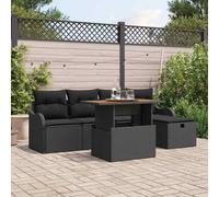 vidaXL Set Divano da Giardino 6 pz Nero polyrattan