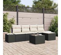 Set Divano da Giardino 6 pz Nero polyrattan