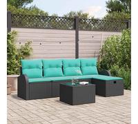 vidaXL Tuin Sofa Set 6 st Zwart poly rattan