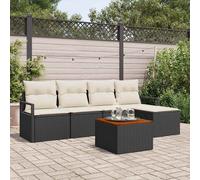 vidaXL Set Divano da Giardino 6 pz Nero polyrattan