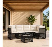 vidaXL Set di divani da giardino, 6 pezzi, colore nero polyrattan, mobili da giardino moderni, set di divani, design modulare, sedute resistenti alle intemperie, angolo relax per il patio