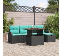 vidaXL Set Divano da Giardino 6 pz Nero polyrattan