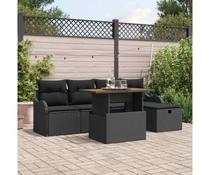 vidaXL Set Divano da Giardino 6 pz Nero polyrattan
