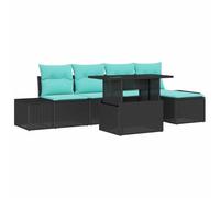 vidaXL Set Divano da Giardino 6 pz Nero polyrattan | Facile da sistemare in vari spazi, Morbidi e removibili per un relax totale