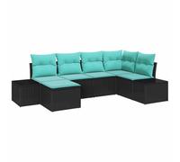 vidaXL Set Divano da Giardino 6 pz Nero polyrattan | Parti flessibili per ogni tipo di configurazione, Fatto con attenzione usando materiali di alta qualità, Cuscini morbidi e