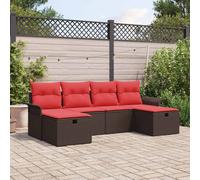 vidaXL Set Divano da Giardino con cuscino 6 pcs Poly Rattan, Divano modulare da giardino e terrazzo, resistente agli agenti atmosferici, con spazio per riporre oggetti