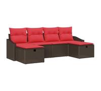 vidaXL Set Divano da Giardino 6 pz polyrattan
