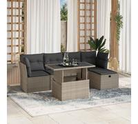 vidaXL Set Divano da Giardino 6pz con Cuscini Grigio Chiaro Polyrattan