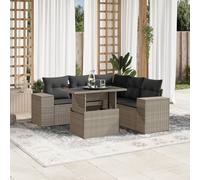 vidaXL Set Divano da Giardino 6pz con Cuscini Grigio Chiaro Polyrattan