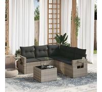 vidaXL Set Divano da Giardino 6pz con Cuscini Grigio Chiaro Polyrattan