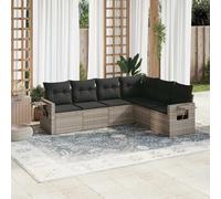 vidaXL Set Divano da Giardino 6pz con Cuscini Grigio Chiaro Polyrattan