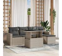 vidaXL Set Divano da Giardino 6pz con Cuscini Grigio Chiaro Polyrattan