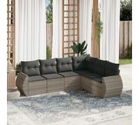 vidaXL Set Divano da Giardino 6pz con Cuscini Grigio Chiaro Polyrattan