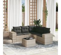 vidaXL Set Divano da Giardino 6pz con Cuscini Grigio Chiaro Polyrattan