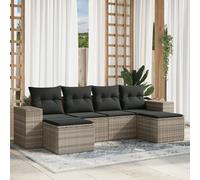 vidaXL Set Divano da Giardino 6pz con Cuscini Grigio Chiaro Polyrattan