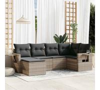 Set Divano da Giardino 6pz con Cuscini Grigio Chiaro Polyrattan