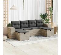 vidaXL Set Divano da Giardino 6pz con Cuscini Grigio Chiaro Polyrattan