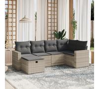 vidaXL Set Divano da Giardino 6pz con Cuscini Grigio Chiaro Polyrattan