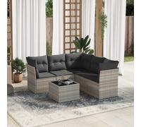 vidaXL Set Divano da Giardino 6pz con Cuscini Grigio Chiaro Polyrattan