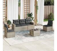 vidaXL Set Divano da Giardino 6pz con Cuscini Grigio Chiaro Polyrattan