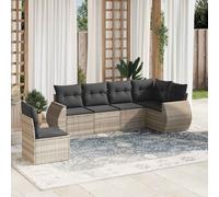 vidaXL Set Divano da Giardino 6pz con Cuscini Grigio Chiaro Polyrattan