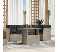 vidaXL Set Divano da Giardino 6pz con Cuscini Grigio Chiaro Polyrattan