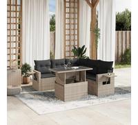 vidaXL Set Divano da Giardino 6pz con Cuscini Grigio Chiaro Polyrattan
