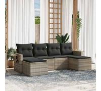 vidaXL Set Divano da Giardino 6pz con Cuscini Grigio Chiaro Polyrattan