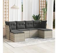 vidaXL Set Divano da Giardino 6pz con Cuscini Grigio Chiaro Polyrattan
