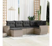 vidaXL Set Divano da Giardino 6pz con Cuscini Grigio Chiaro Polyrattan